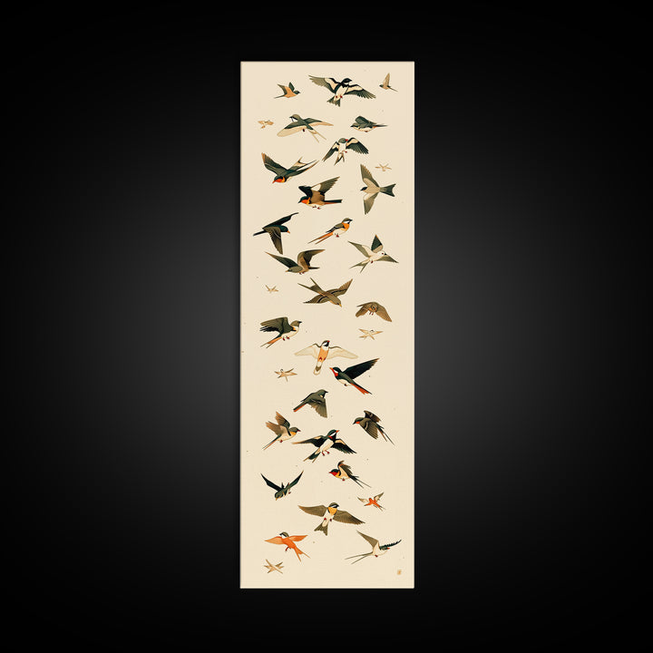 Minimal Birds in Flight over an Open Canvas Print, General Fine Art, Art Nouveau, Living Room Decor, Fine Art, GEN-1x3-10