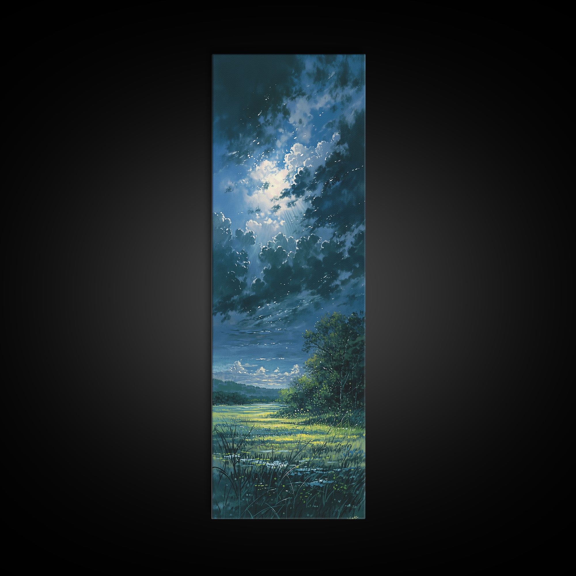 Sunlit Meadow with Loose Impressionist Brushwork Canvas Print, General Fine Art, Canvas Art, Living Room Decor, Fine Art, GEN-1x3-2