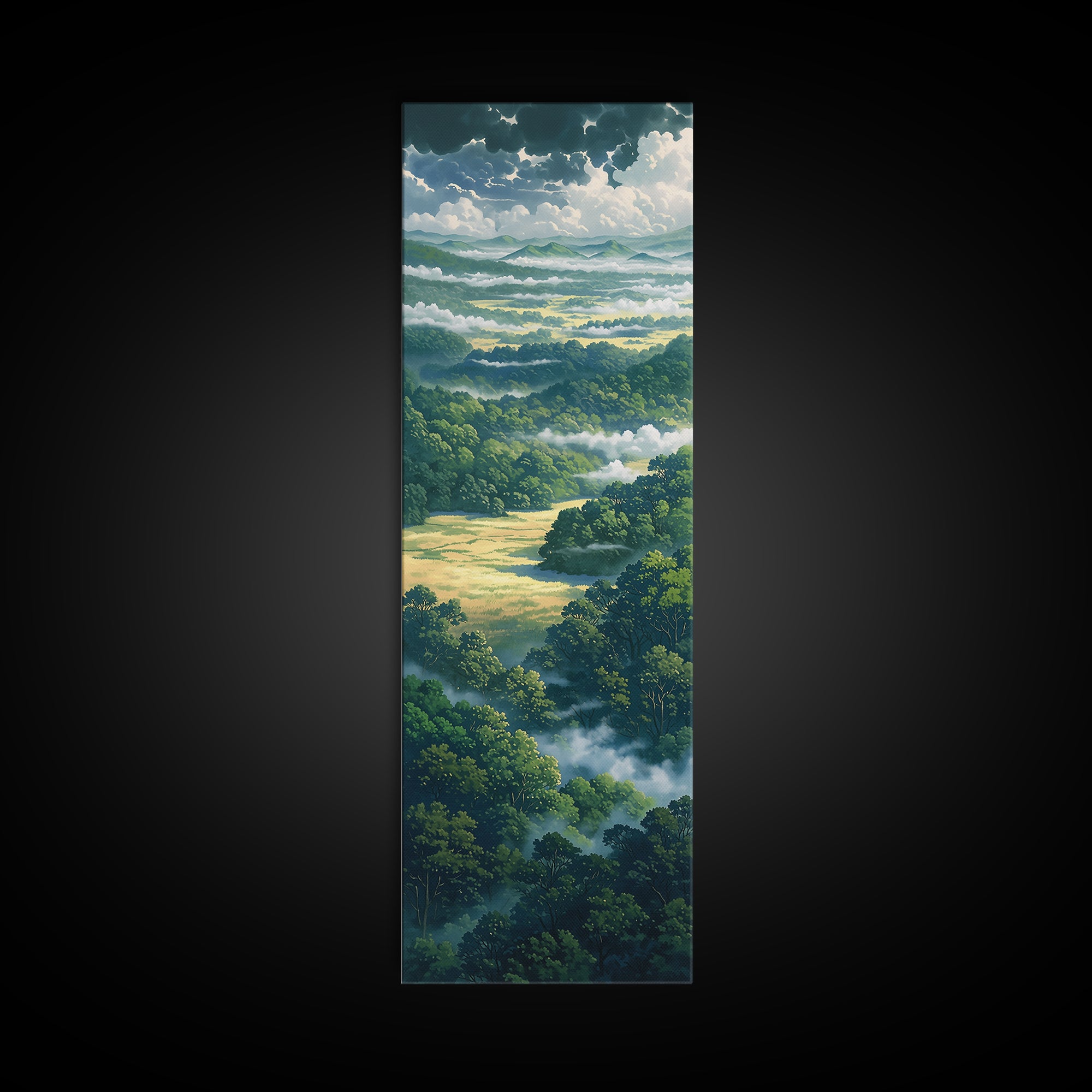 Moody Forest Clearing Framed Canvas Print, General Fine Art, Poster, Living Room Decor, Fine Art, Wall Art Prints, GEN-1x3-20