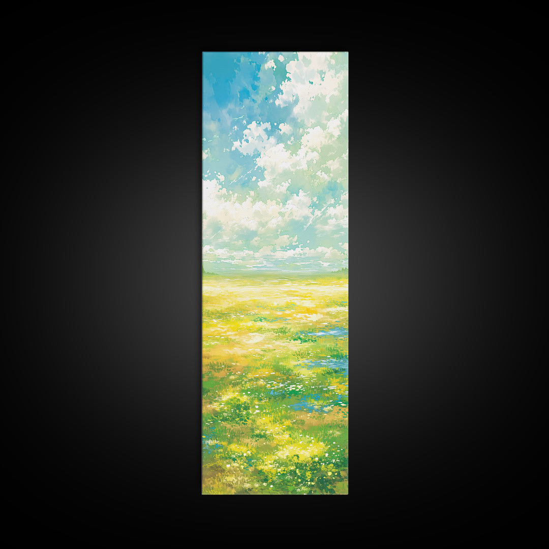 Sunlit Meadow with Loose Impressionist Brushwork Canvas Print, General Fine Art, Canvas Art, Living Room Decor, Fine Art, GEN-1x3-26