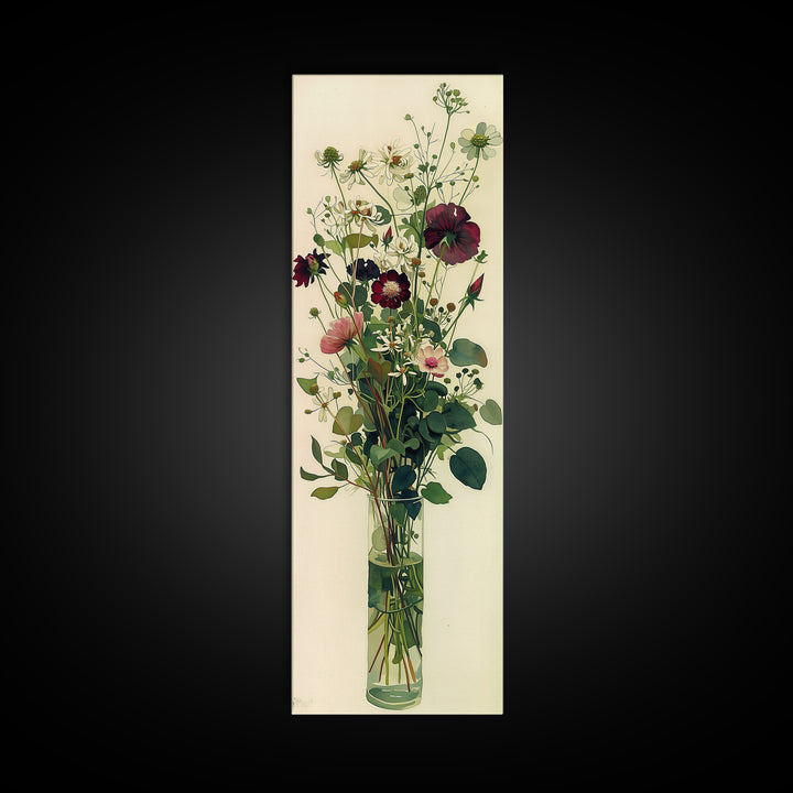Classic Oil Painted Vase of Wildflowers Canvas Print, General Fine Art, Art Print, Living Room Decor, Fine Art, GEN-1x3-35