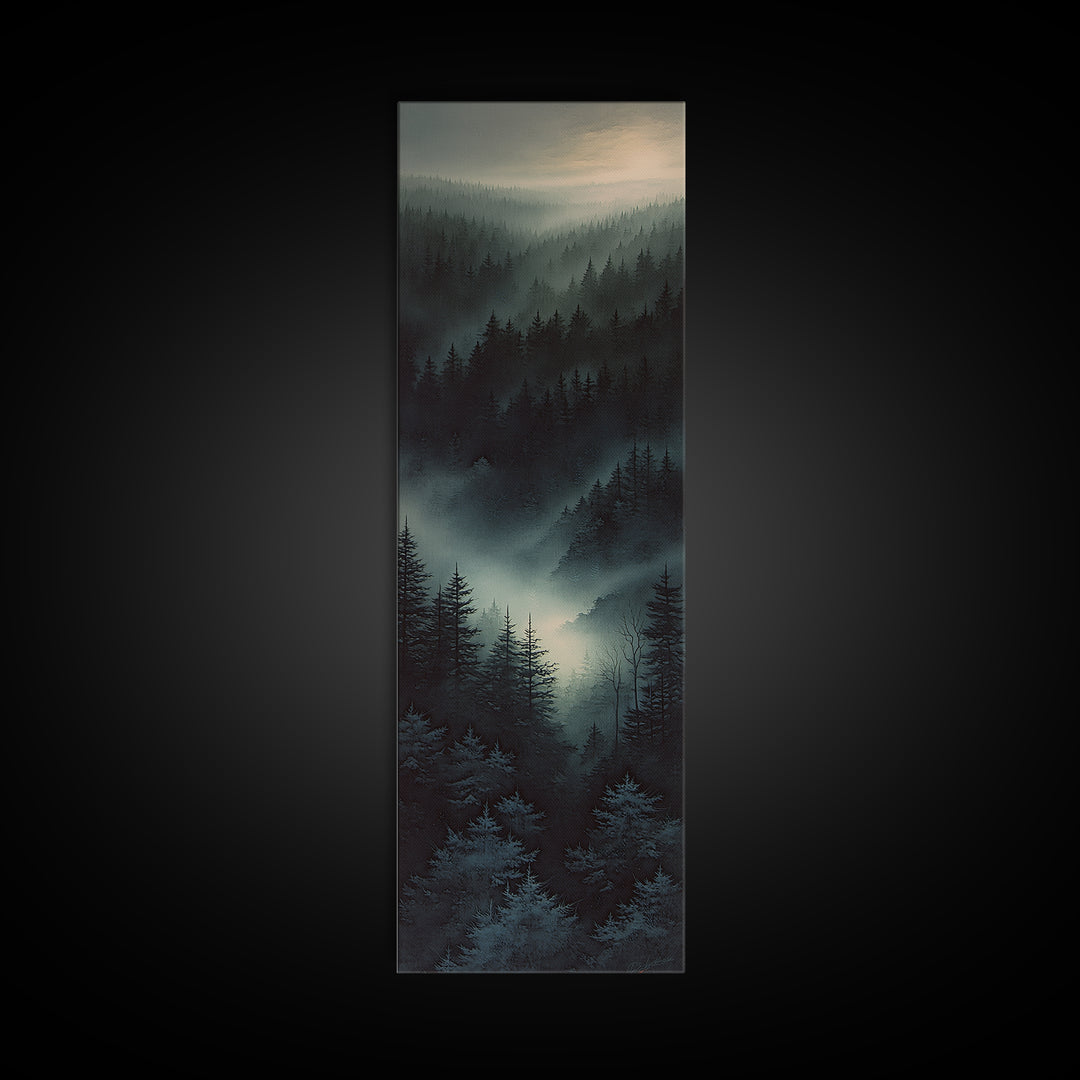 Moody Forest Clearing Canvas Print, General Fine Art, Digital Prints, Living Room Decor, Oil Painting, Large Wall Art, GEN-1x3-44
