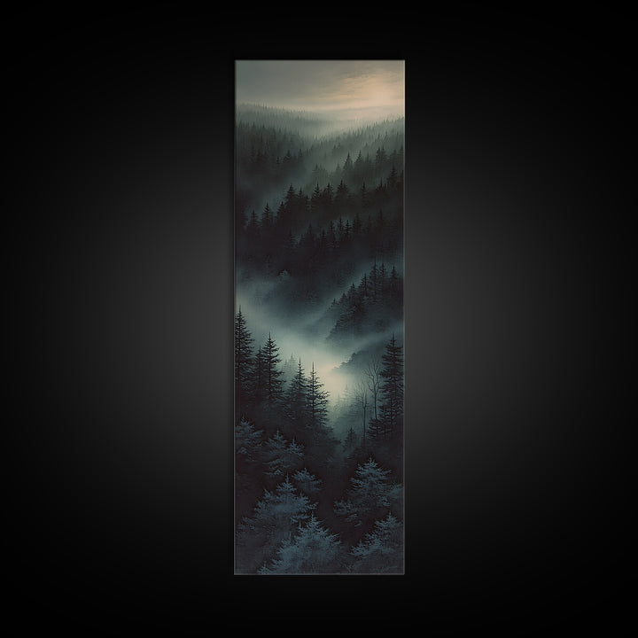 Moody Forest Clearing Canvas Print, General Fine Art, Digital Prints, Living Room Decor, Oil Painting, Large Wall Art, GEN-1x3-44