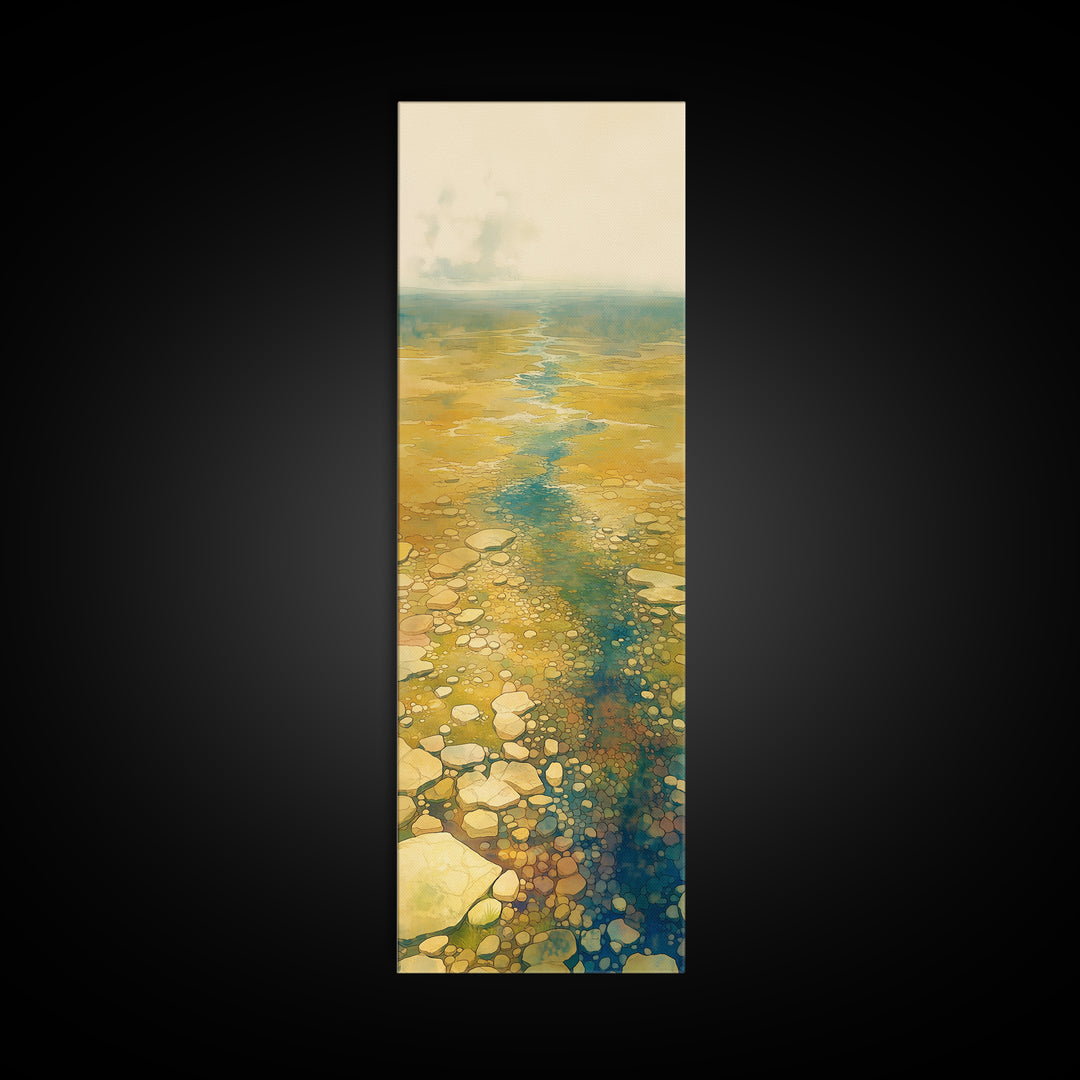 Quiet Abstract River Shape Canvas Print, General Fine Art, Digital Art, Living Room Decor, Fine Art, Art Nouveau, GEN-1x3-60