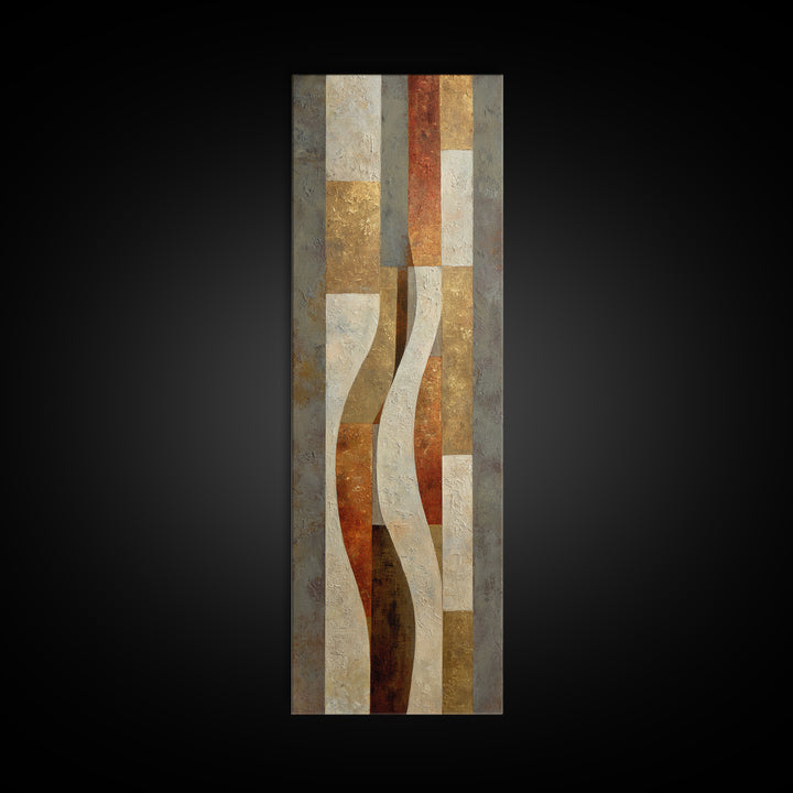 Earthy Plaster Texture Abstract Framed Canvas Print, General Fine Art, Neutral Decor, Living Room Decor, Fine Art, GEN-1x3-75
