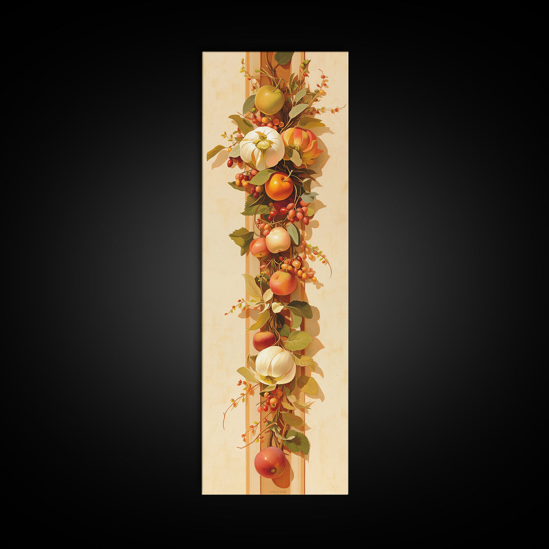 Simple Still Life of Fruit and Linen Framed Canvas Print, General Fine Art, Art Deco, Living Room Decor, Fine Art, GEN-1x3-76