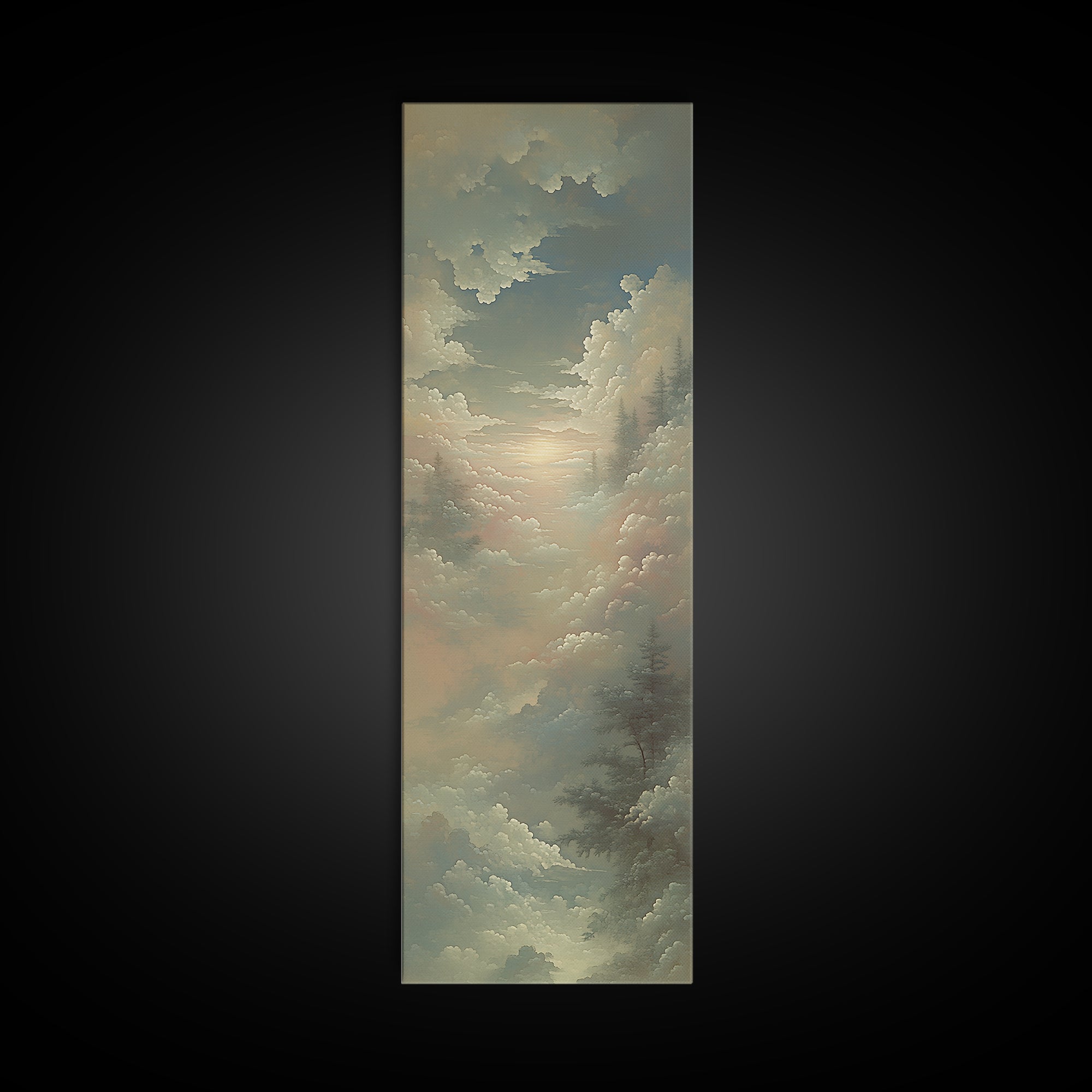 Romantic Cloudscape with Blush and Cream Tones Canvas Print, General Fine Art, Statement Artwork, Living Room Decor, Fine Art, GEN-1x3-78