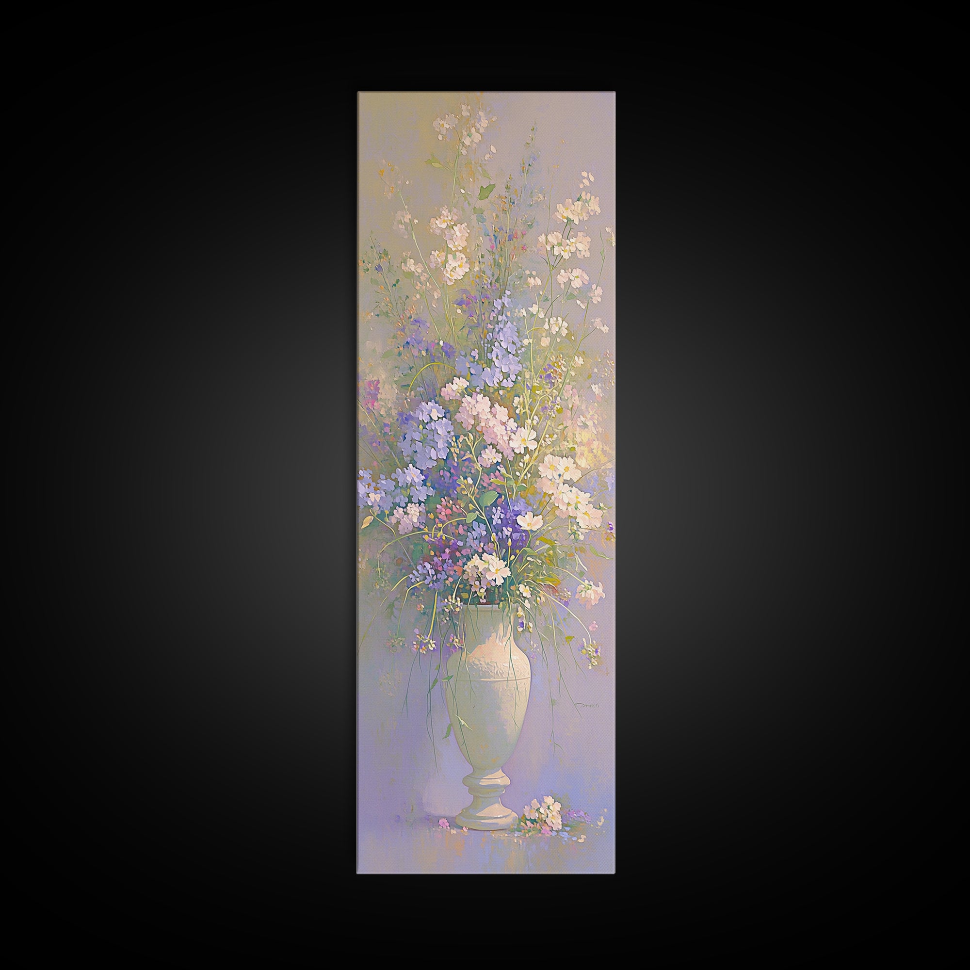 Classic Oil Painted Vase of Wildflowers Framed Canvas Print, General Fine Art, Canvas Art, Living Room Decor, Watercolor Art, GEN-1x3-83