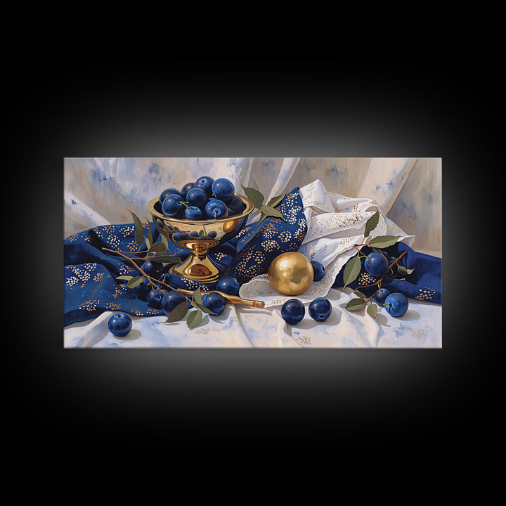 Simple Still Life of Fruit and Linen Canvas Print, General Fine Art, Home Decor, Living Room Decor, Abstract Art, GEN-2x1-36