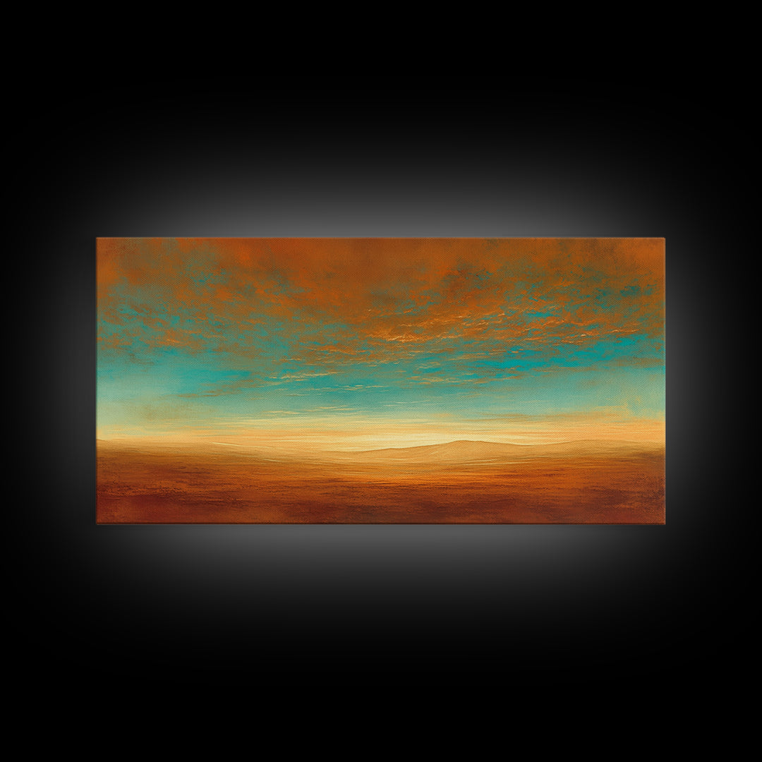 Serene Desert Horizon Framed Canvas Print, General Fine Art, Wall Decor, Living Room Decor, Fine Art, Original Painting, GEN-2x1-37