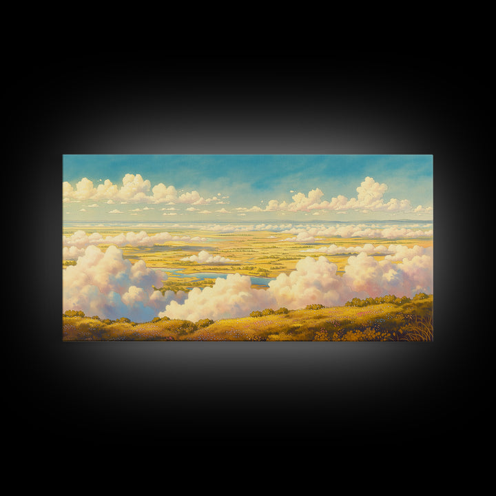 Romantic Cloudscape with Blush and Cream Tones Canvas Print, General Fine Art, Luxury Decor, Living Room Decor, GEN-2x1-38