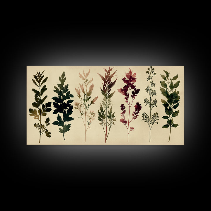 Botanical Silhouette Series Canvas Print, General Fine Art, Painting, Living Room Decor, Fine Art, Oil Painting, GEN-2x1-41