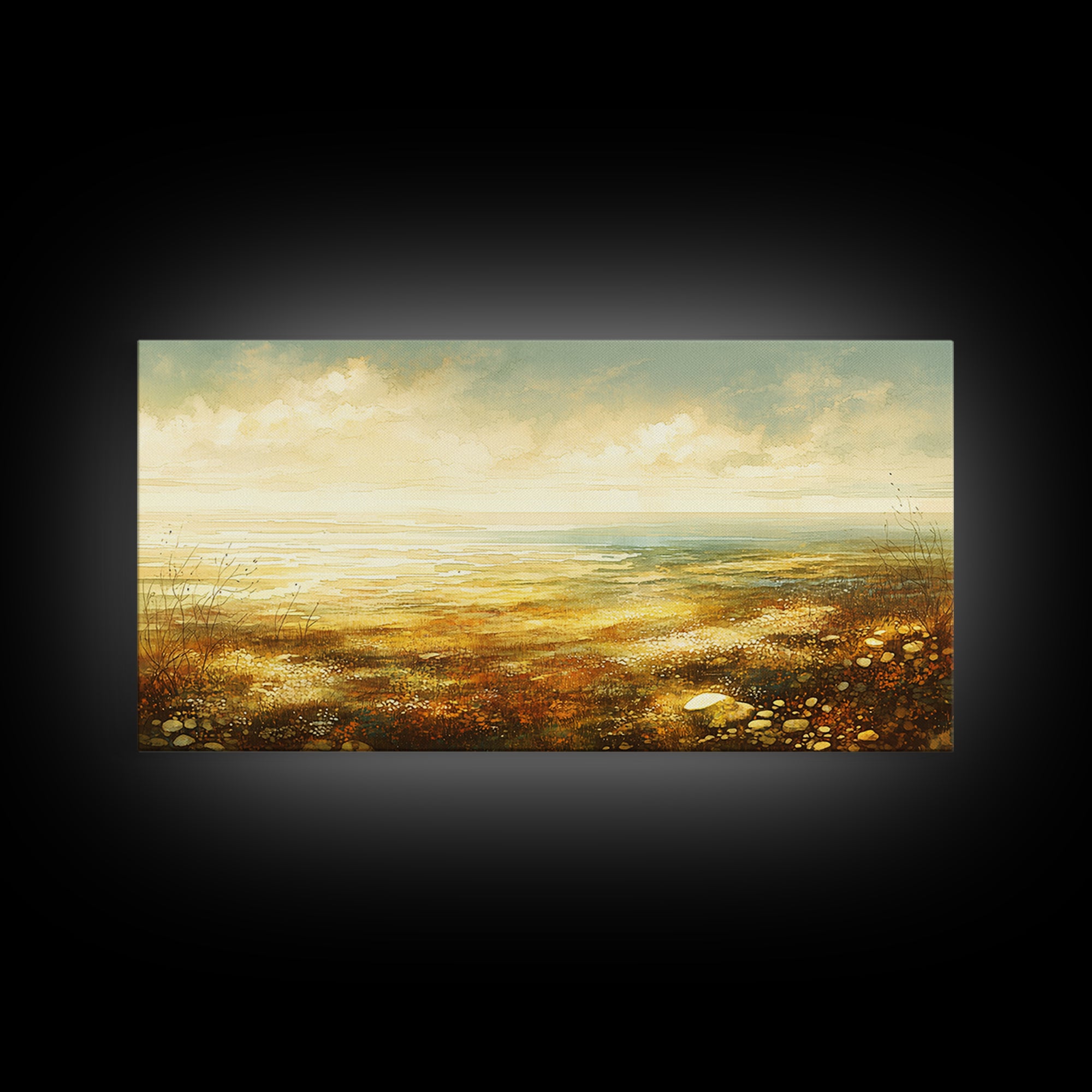 Quiet Abstract Landscape Framed Canvas Print, General Fine Art, Printable, Living Room Decor, Oil Painting, Framed Wall Art, GEN-2x1-45