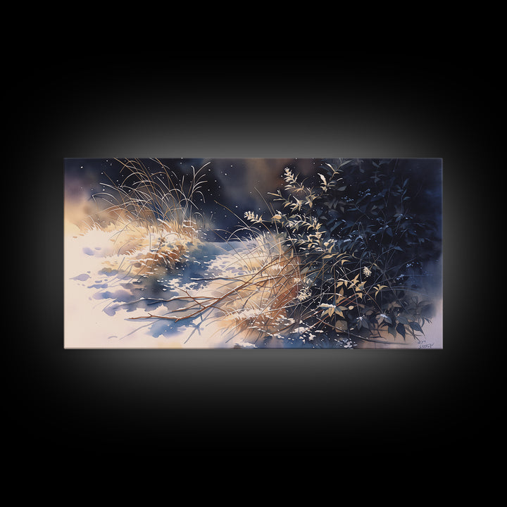 Soft Watercolor Branch Study Framed Canvas Print, General Fine Art, Mid Century Modern, Living Room Decor, Fine Art, GEN-2x1-55