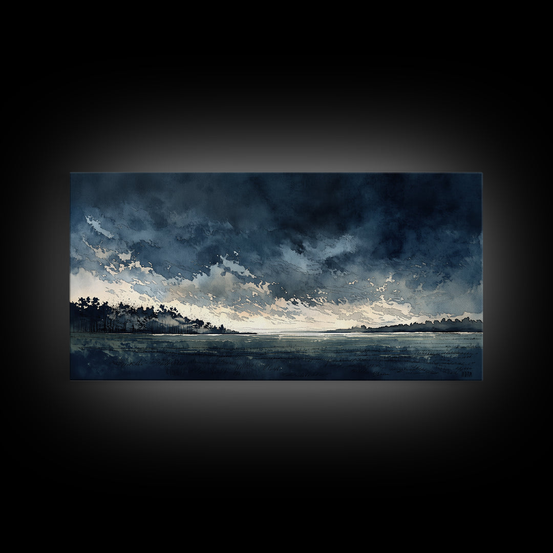 Elegant Ink Wash Landscape Canvas Print, General Fine Art, Digital Prints, Living Room Decor, Oil Painting, Large Wall Art, GEN-2x1-64