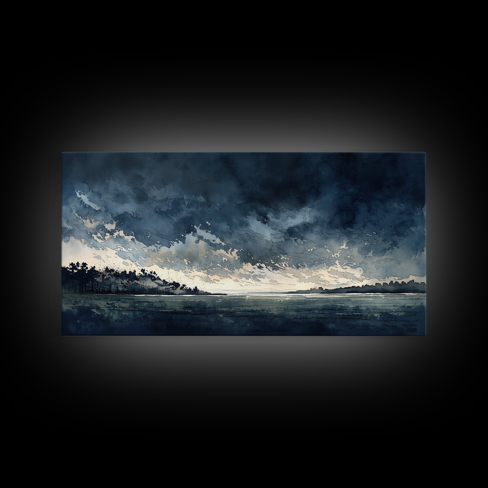 Elegant Ink Wash Landscape Canvas Print, General Fine Art, Digital Prints, Living Room Decor, Oil Painting, Large Wall Art, GEN-2x1-64