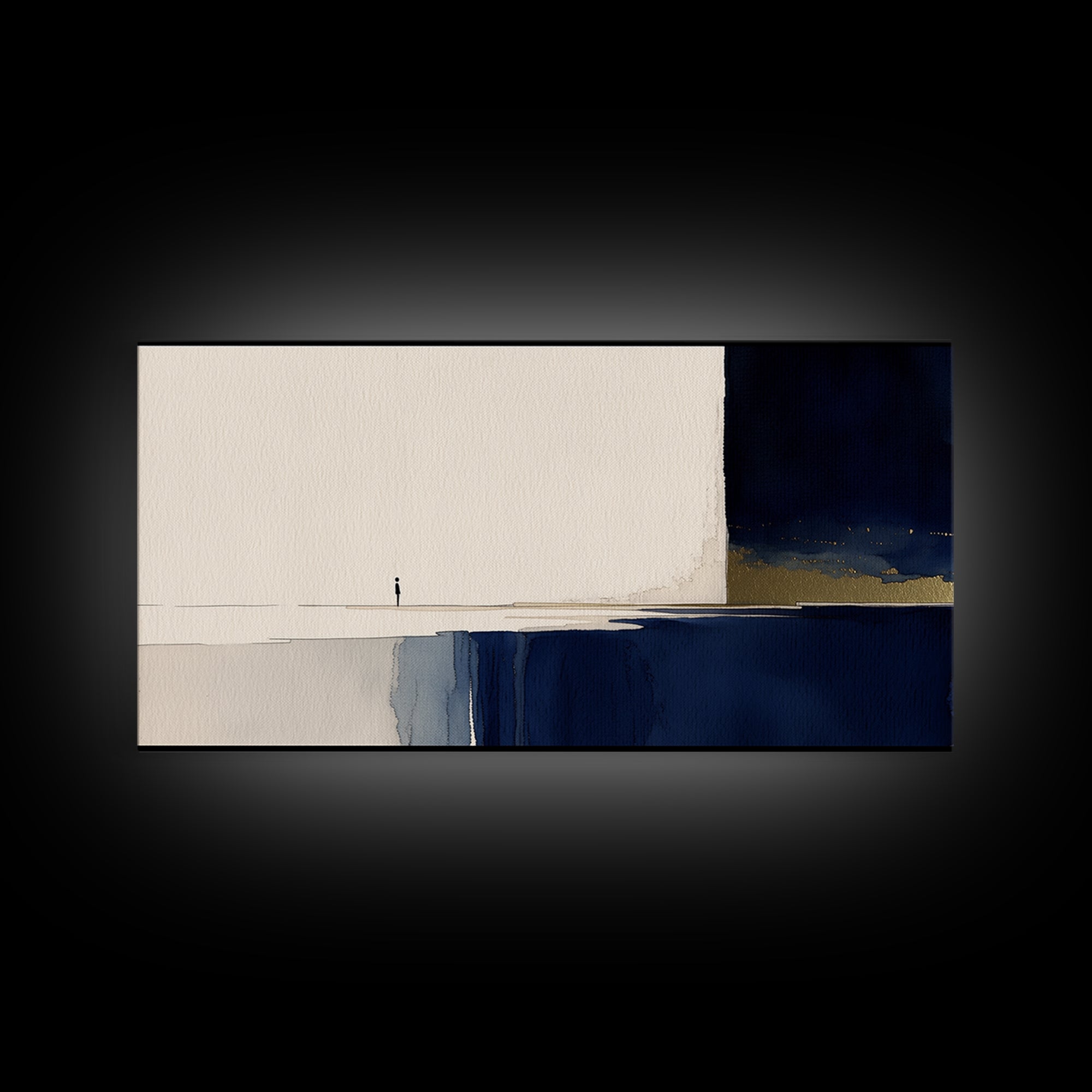 Minimal Black Line Figure on Textured Paper Canvas Print, General Fine Art, Canvas Wall Art, Living Room Decor, Fine Art, GEN-2x1-71