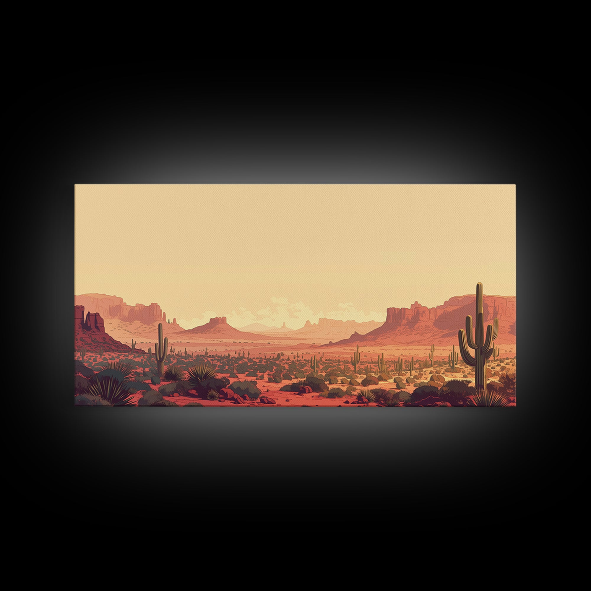Serene Desert Horizon Framed Canvas Print, General Fine Art, Mid Century Modern, Living Room Decor, Fine Art, GEN-2x1-85