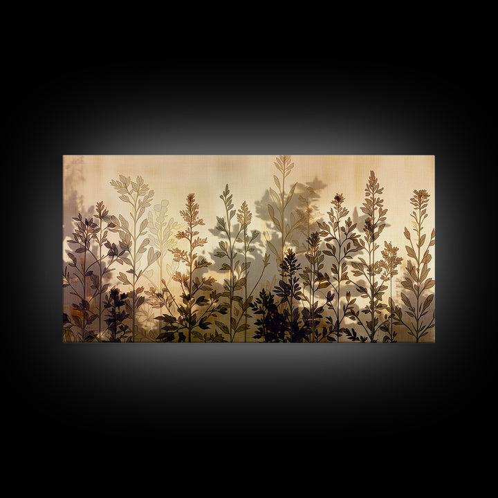 Botanical Silhouette Series Canvas Print, General Fine Art, Original Painting, Living Room Decor, Oil Painting, GEN-2x1-89
