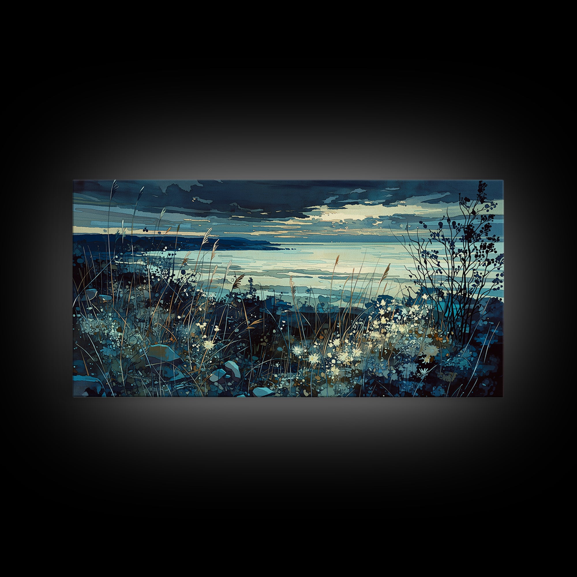Quiet Abstract Landscape Canvas Print, General Fine Art, Oil Painting, Living Room Decor, Fine Art, Gallery Decor, GEN-2x1-93