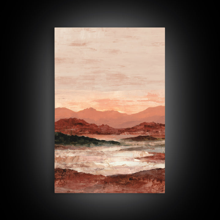 Serene Desert Horizon Framed Canvas Print, General Fine Art, Digital Prints, Living Room Decor, Oil Painting, GEN-2x3-1