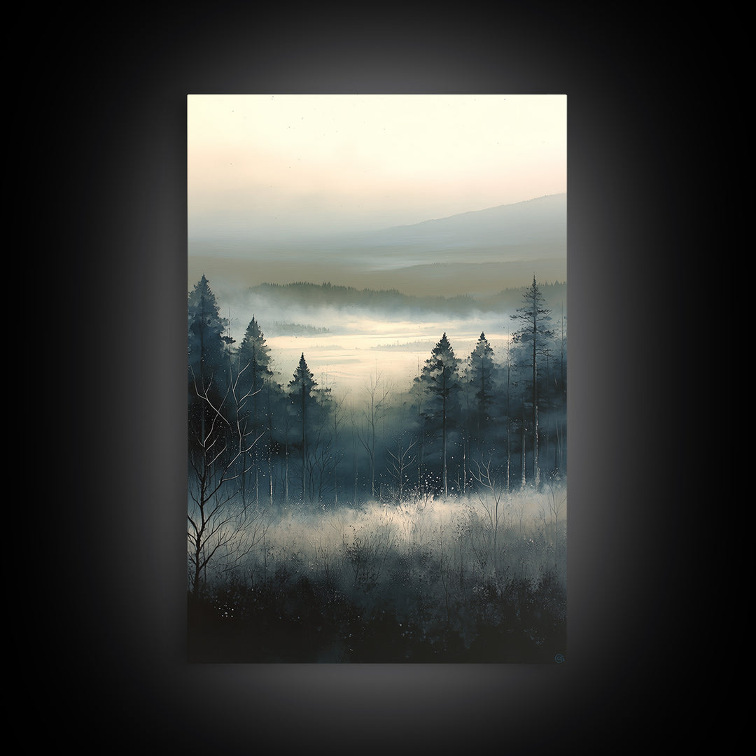 Elegant Ink Wash Landscape Framed Canvas Print, General Fine Art, Wall Decor, Living Room Decor, Fine Art, Original Painting, GEN-2x3-100