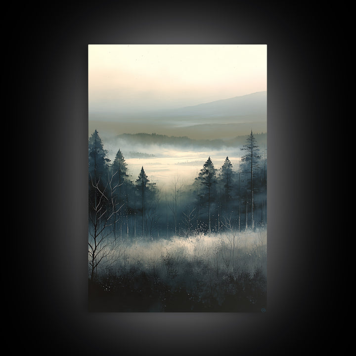 Elegant Ink Wash Landscape Framed Canvas Print, General Fine Art, Wall Decor, Living Room Decor, Fine Art, Original Painting, GEN-2x3-100
