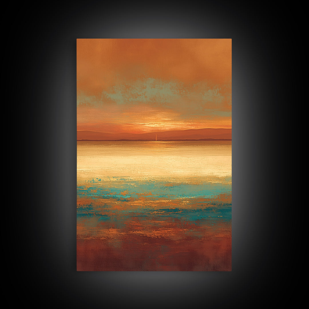 Serene Desert Horizon Framed Canvas Print, General Fine Art, Digital Prints, Living Room Decor, Oil Painting, GEN-2x3-25