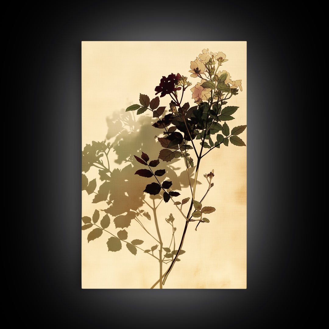 Botanical Silhouette Series Canvas Print, General Fine Art, Print, Living Room Decor, Watercolor Art, Art Deco, GEN-2x3-29