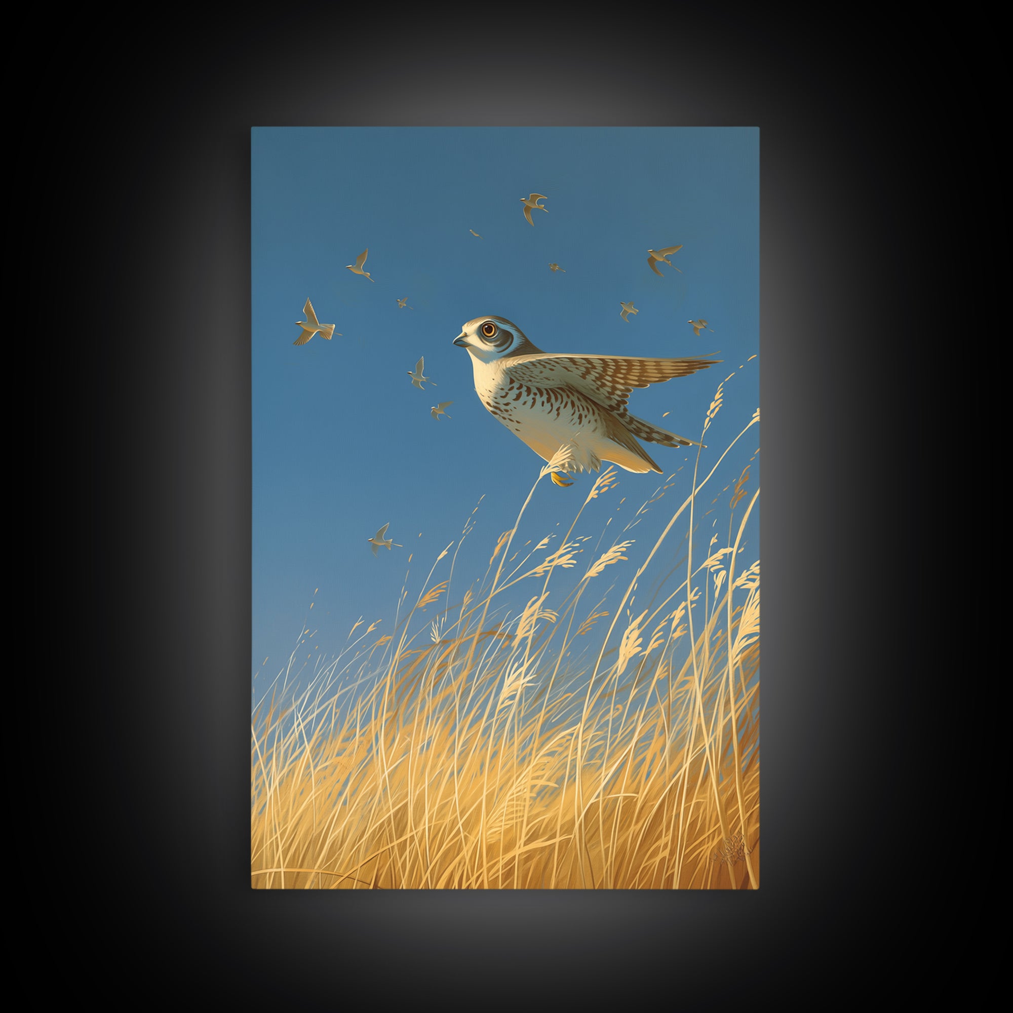 Minimal Birds in Flight over an Open Framed Canvas Print, General Fine Art, Minimalist Decor, Living Room Decor, Fine Art, GEN-2x3-30