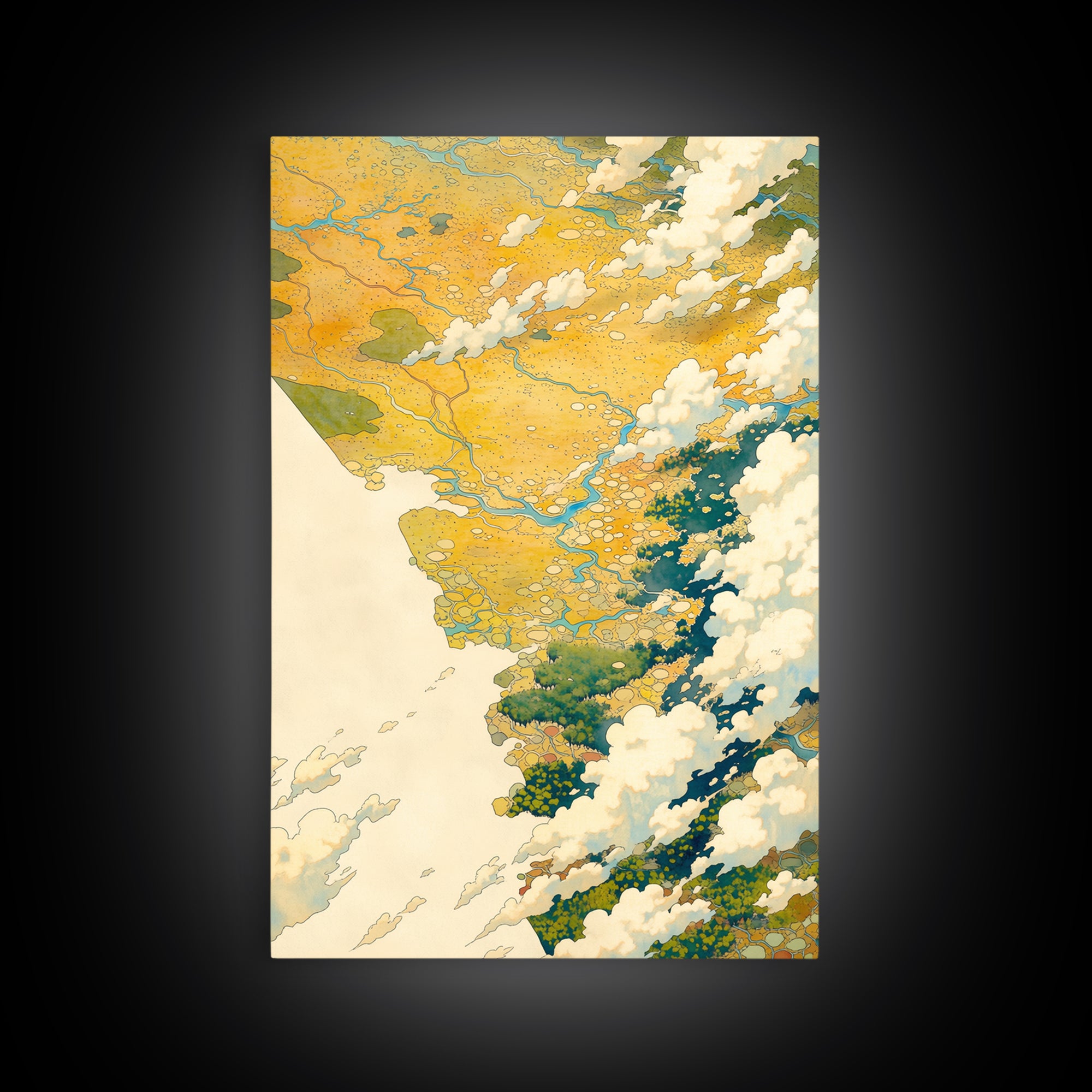Quiet Abstract River Shape Canvas Print, General Fine Art, Statement Artwork, Living Room Decor, Abstract Art, GEN-2x3-32