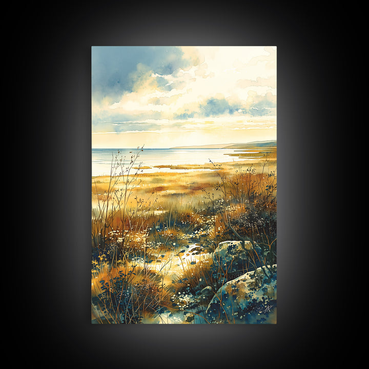 Quiet Abstract Landscape Framed Canvas Print, General Fine Art, Wall Art Prints, Living Room Decor, Watercolor Art, GEN-2x3-33