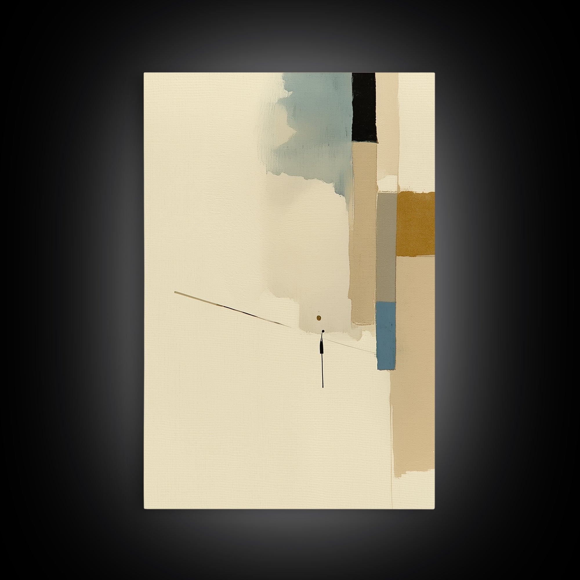 Minimal Black Line Figure on Textured Paper Canvas Print, General Fine Art, Print, Living Room Decor, Fine Art, GEN-2x3-35