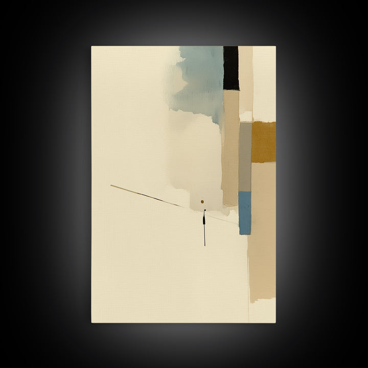 Minimal Black Line Figure on Textured Paper Canvas Print, General Fine Art, Print, Living Room Decor, Fine Art, GEN-2x3-35