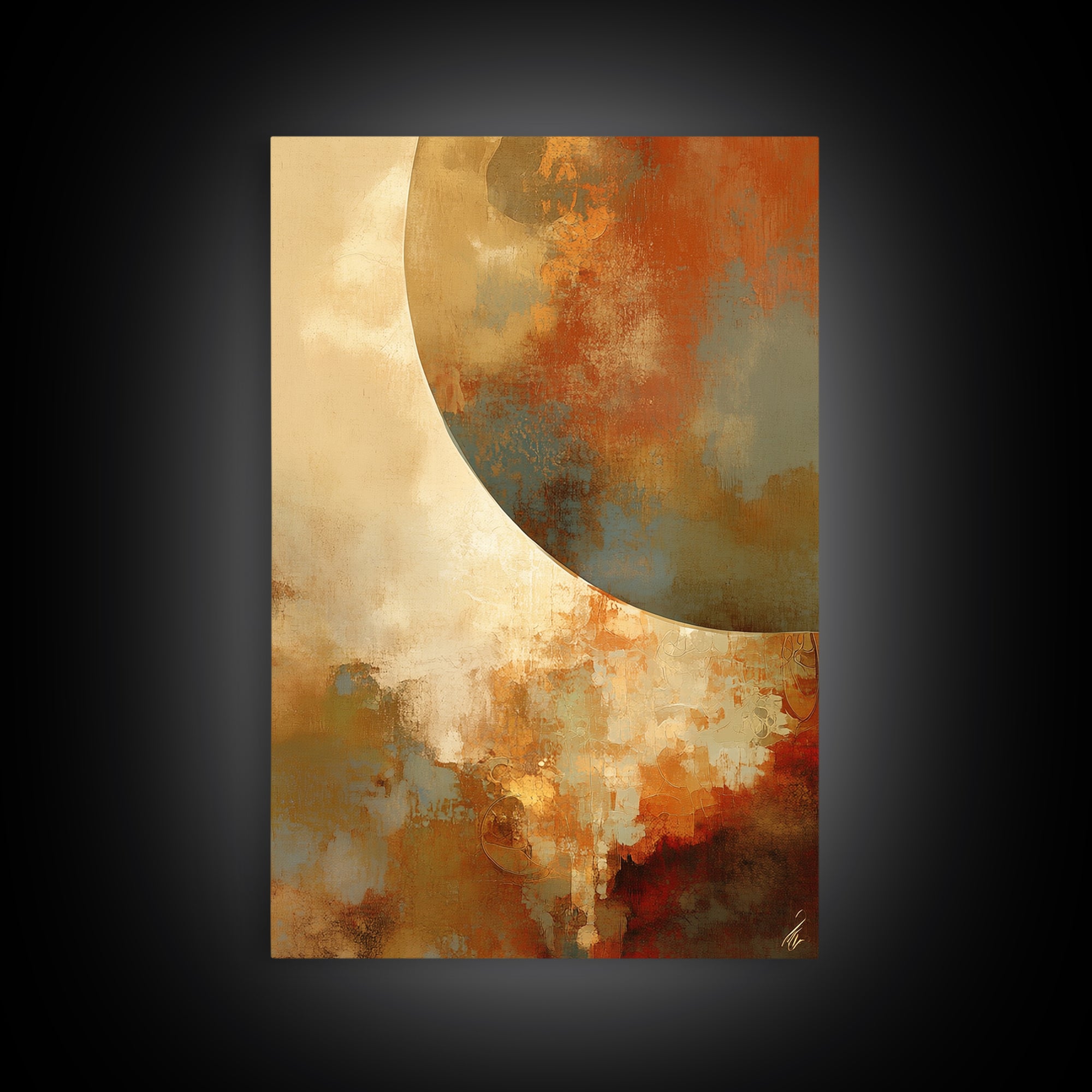 Warm Terracotta Abstract Framed Canvas Print, General Fine Art, Painting, Living Room Decor, Abstract Art, Oil Painting, GEN-2x3-38