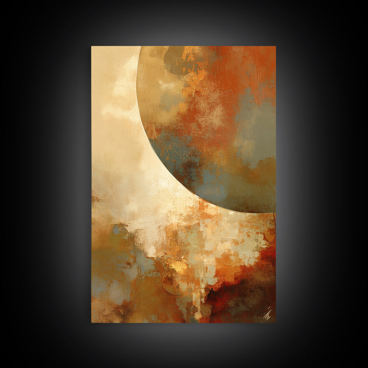 Warm Terracotta Abstract Framed Canvas Print, General Fine Art, Painting, Living Room Decor, Abstract Art, Oil Painting, GEN-2x3-38