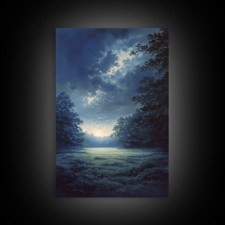 Moody Forest Clearing Canvas Print, General Fine Art, Contemporary Art, Living Room Decor, Fine Art, Digital Art, GEN-2x3-40