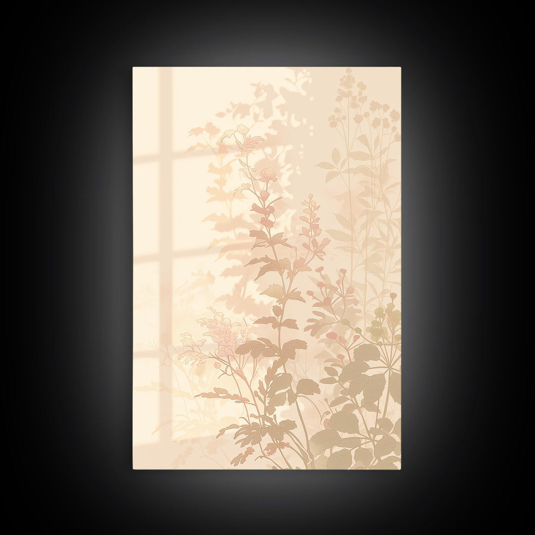 Botanical Silhouette Series Framed Canvas Print, General Fine Art, Canvas, Living Room Decor, Watercolor Art, GEN-2x3-53