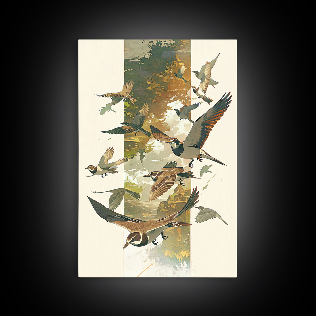 Minimal Birds in Flight over an Open Framed Canvas Print, General Fine Art, Minimalist Decor, Living Room Decor, Fine Art, GEN-2x3-6