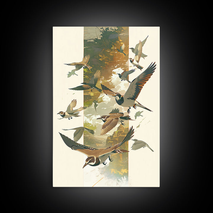 Minimal Birds in Flight over an Open Framed Canvas Print, General Fine Art, Minimalist Decor, Living Room Decor, Fine Art, GEN-2x3-6