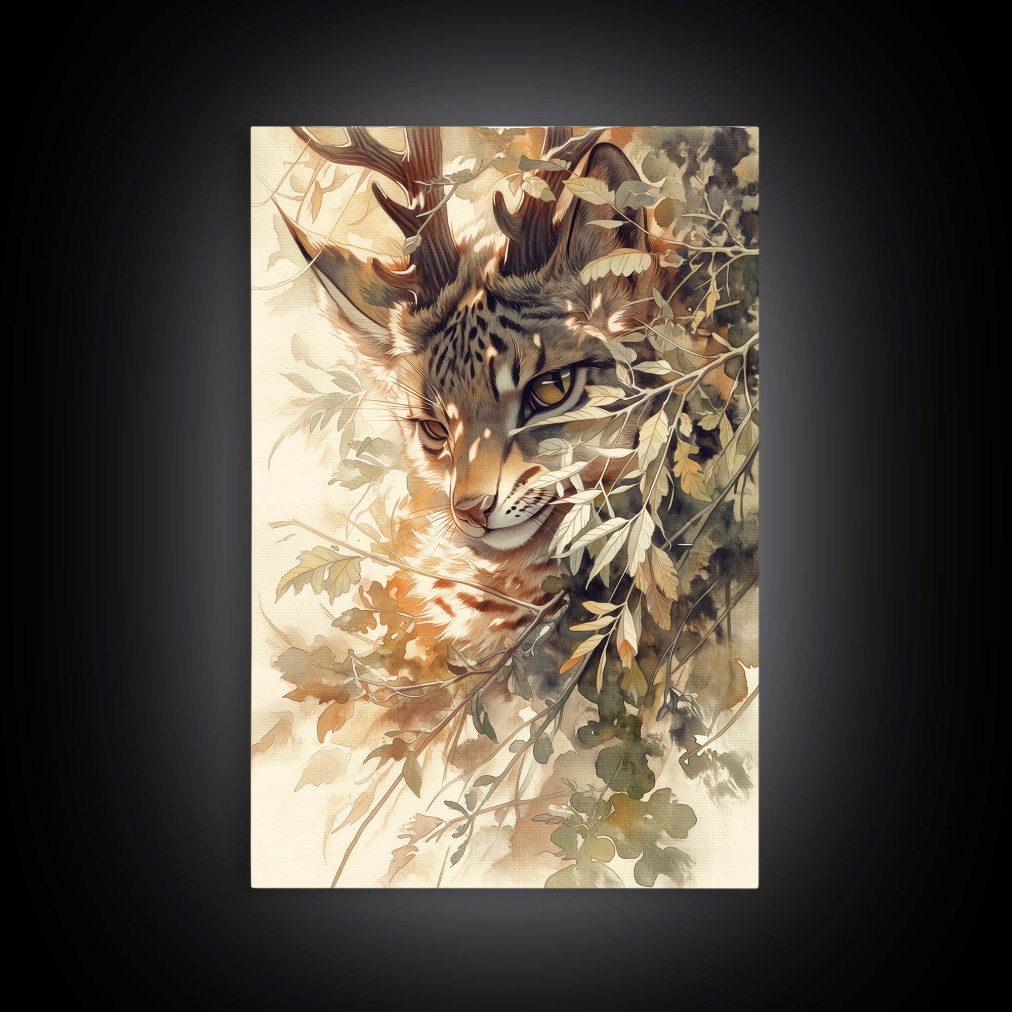 Soft Watercolor Branch Study Canvas Print, General Fine Art, Mid Century Modern, Living Room Decor, Fine Art, GEN-2x3-67