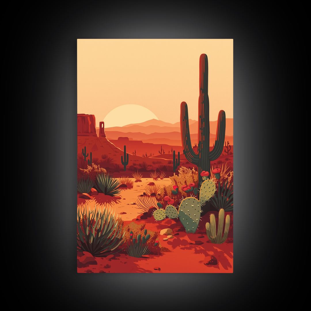 Serene Desert Horizon Framed Canvas Print, General Fine Art, Digital Wall Art, Living Room Decor, Fine Art, Neutral Decor, GEN-2x3-73