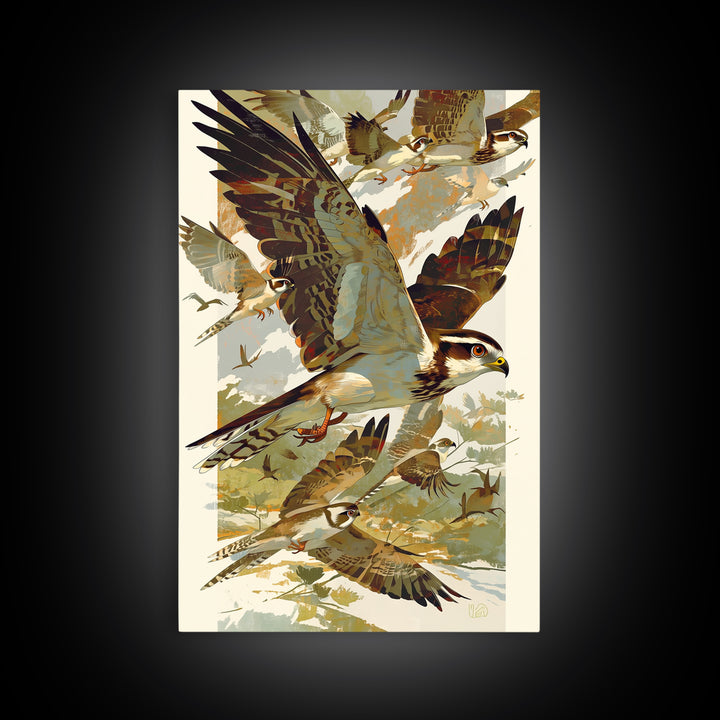 Minimal Birds in Flight over an Open Framed Canvas Print, General Fine Art, Art Prints, Living Room Decor, Fine Art, GEN-2x3-78