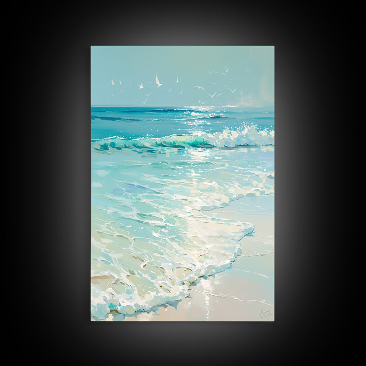 Coastal Water Study Framed Canvas Print, General Fine Art, Wall Hanging, Living Room Decor, Fine Art, Statement Artwork, GEN-2x3-85