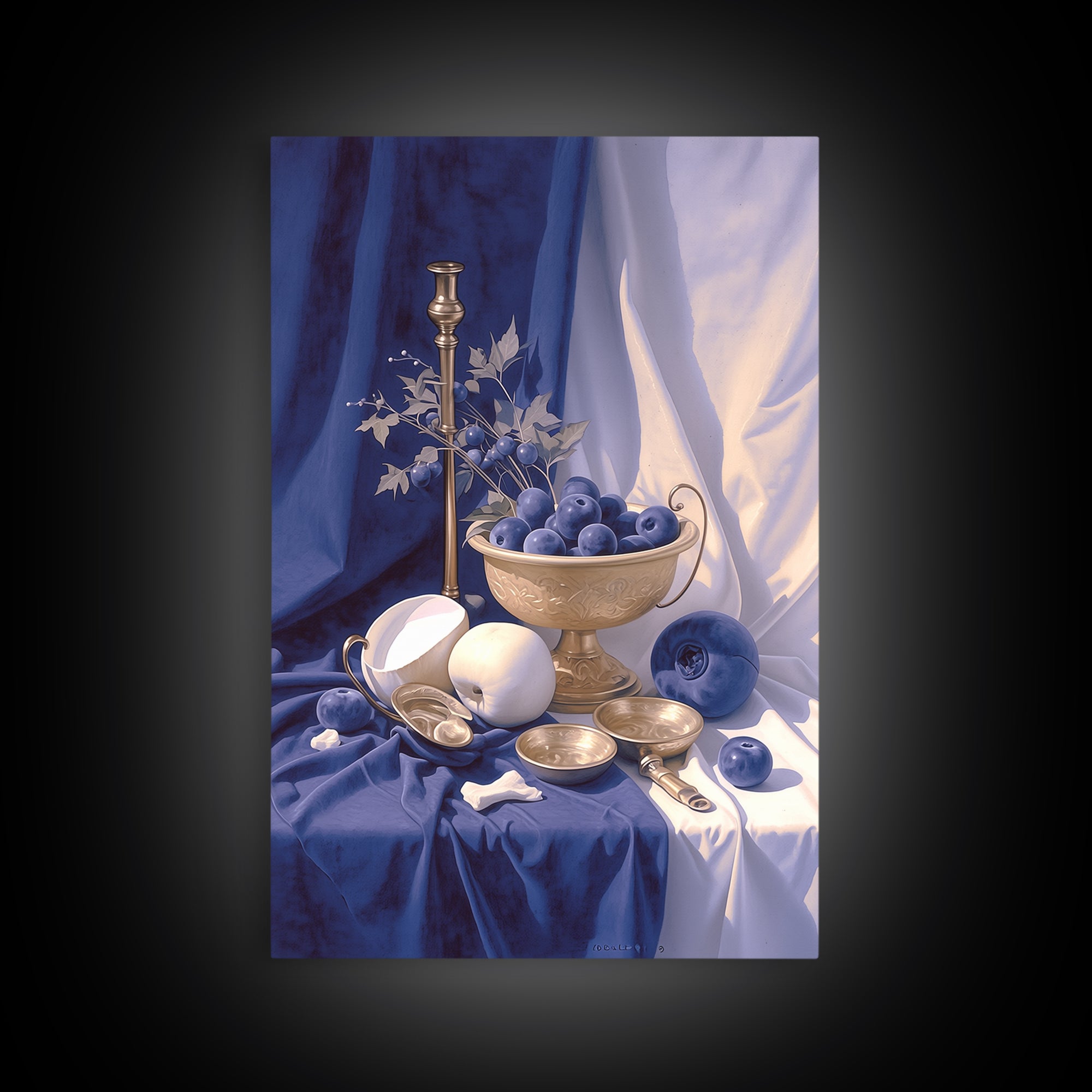 Simple Still Life of Fruit and Linen Canvas Print, General Fine Art, Oil Painting, Living Room Decor, Abstract Art, GEN-2x3-96
