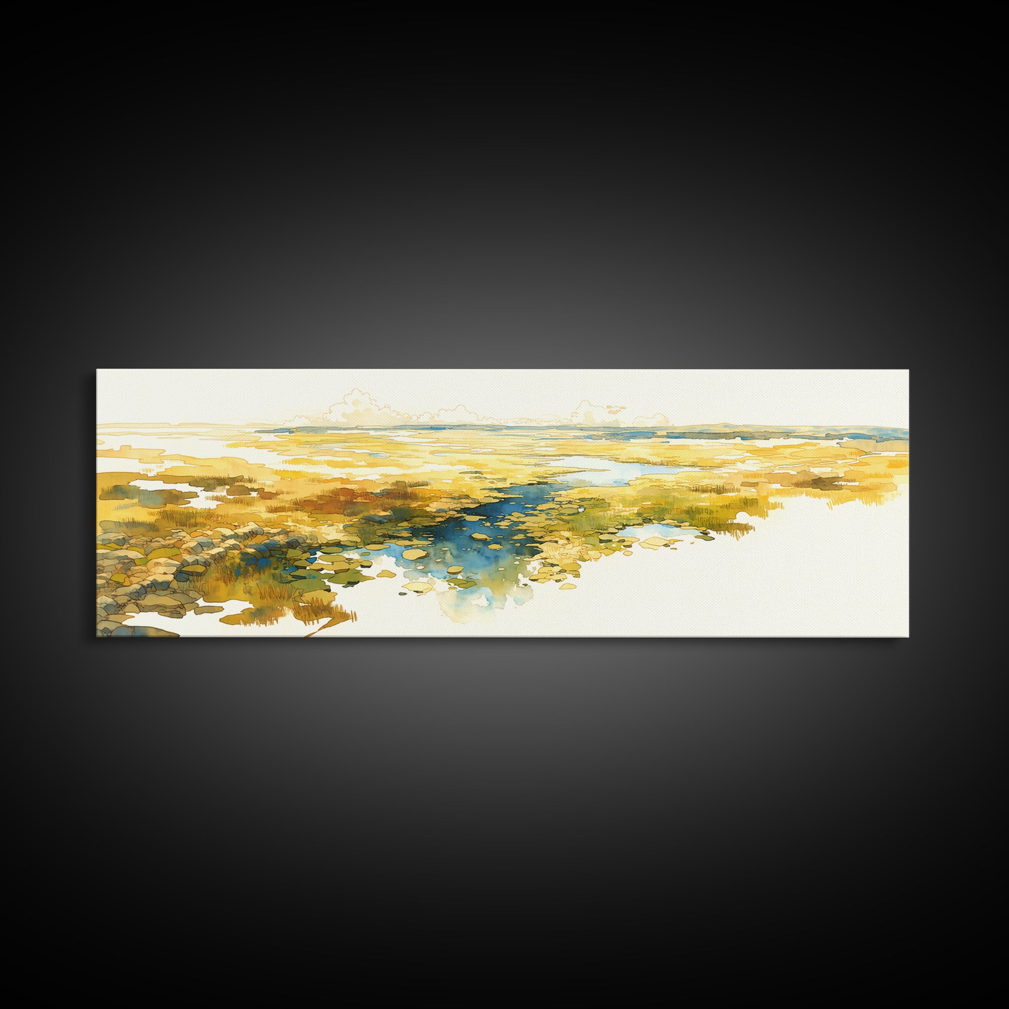 Quiet Abstract River Shape Canvas Print, General Fine Art, Large Wall Art, Living Room Decor, Abstract Art, Modern Decor, GEN-3x1-16