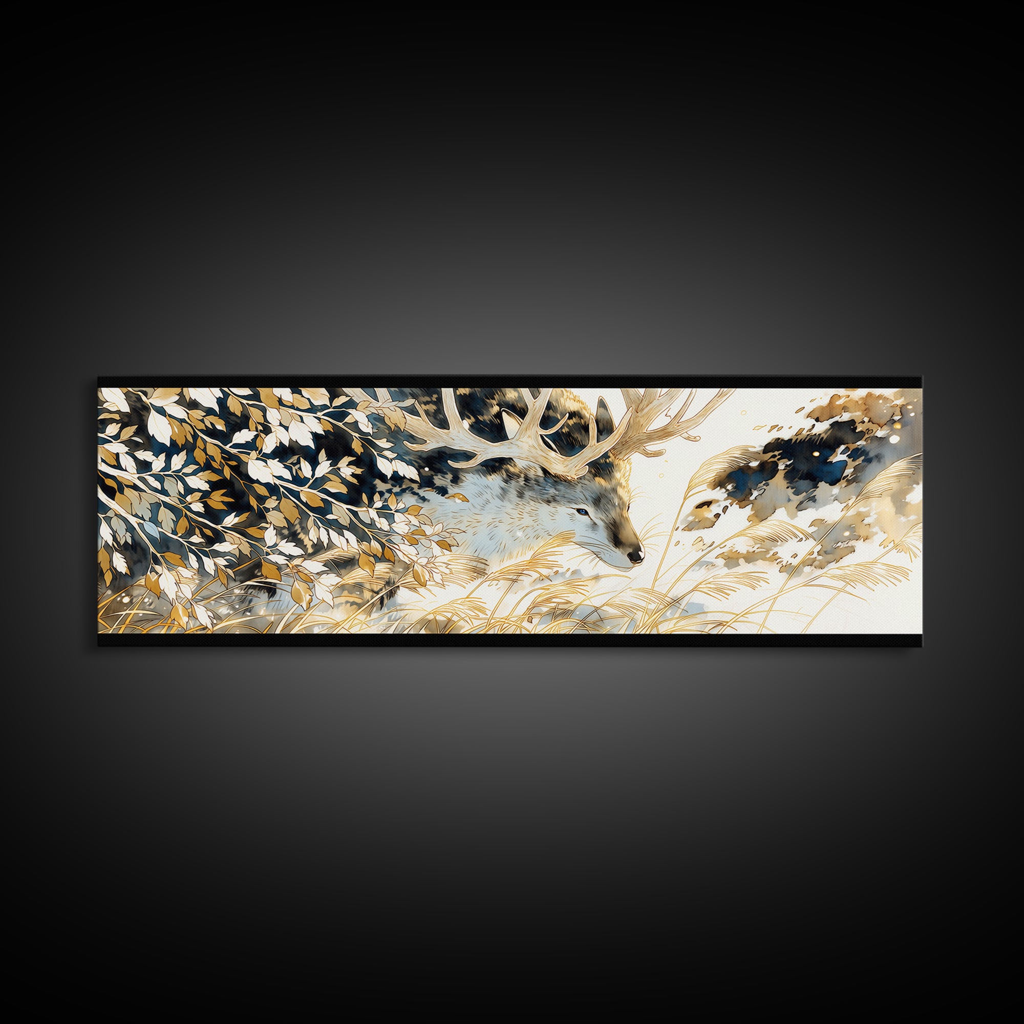 Soft Watercolor Branch Study Framed Canvas Print, General Fine Art, Textured Painting, Living Room Decor, Fine Art, GEN-3x1-27