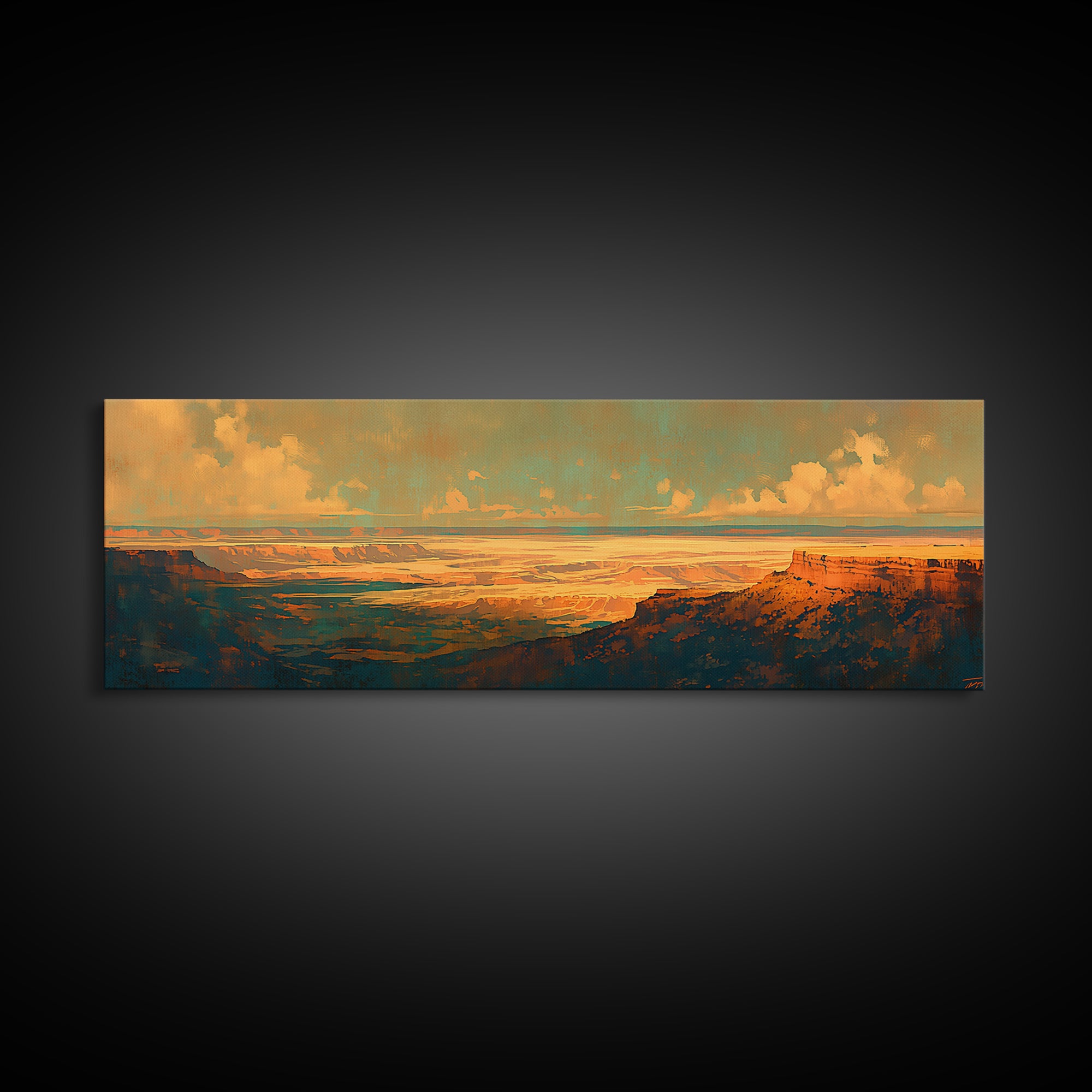 Serene Desert Horizon Canvas Print, General Fine Art, Wall Hanging, Living Room Decor, Oil Painting, Statement Artwork, GEN-3x1-33