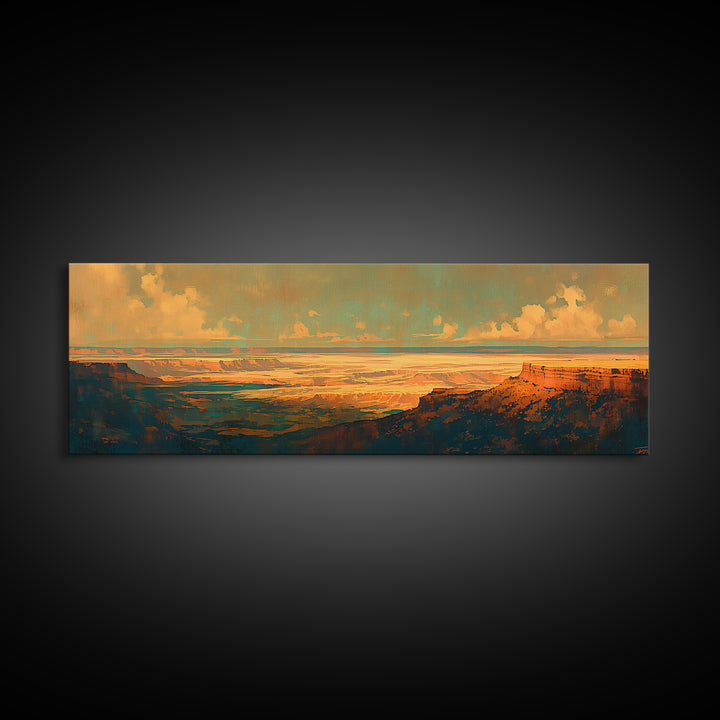 Serene Desert Horizon Canvas Print, General Fine Art, Wall Hanging, Living Room Decor, Oil Painting, Statement Artwork, GEN-3x1-33
