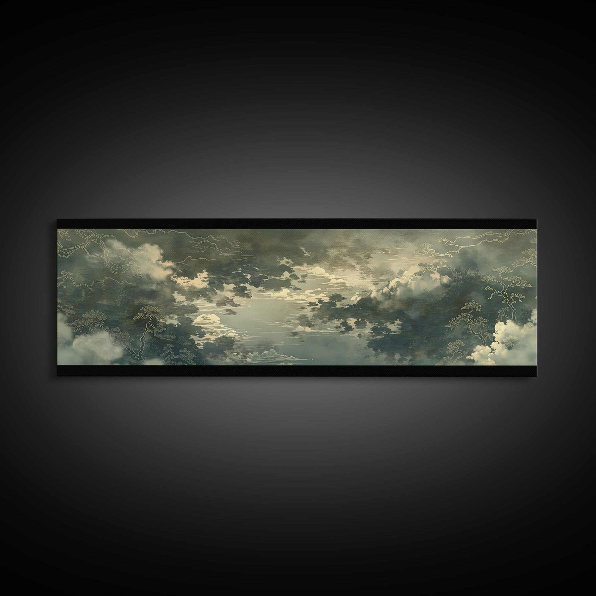 Quiet Abstract River Shape Canvas Print, General Fine Art, Neutral Decor, Living Room Decor, Fine Art, Home Decor, GEN-3x1-40